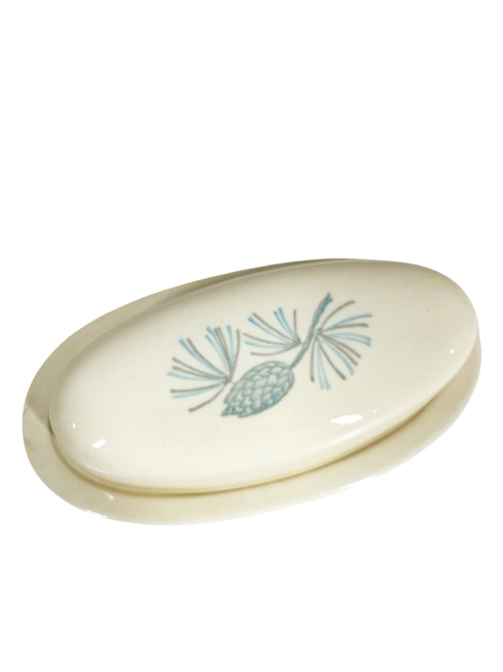 Vintage 1950's Marcrest Stetson "Blue Spruce" ceramic butter Dish with Cover